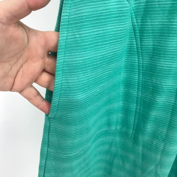 T By Talbots Dress Womens Small Green Stripe Blouson Pockets Rope Drawstring - Picture 4 of 6